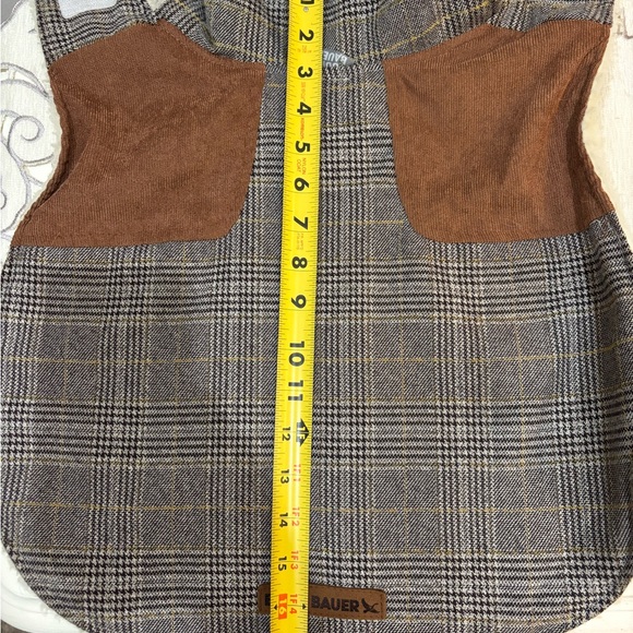 Eddie Bauer Brown and Gray Plaid Dog Coat with Shearling Collar size Medium - Picture 7 of 7